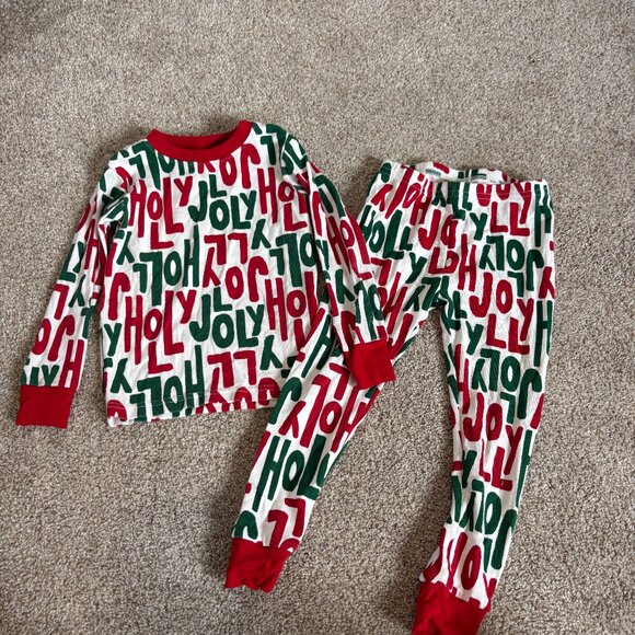 Carters Christmas PJs 3T Pajamas Holly Jolly White Red Green - Picture 1 of 6